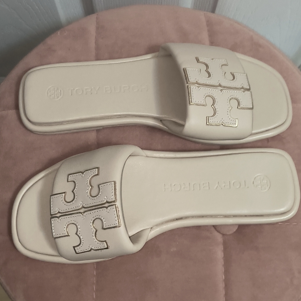 Tory Burch Double T Leather Sport Slide Size 8 - Picture 4 of 8